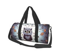 Petit sac de sport de voyage léger pliable avec bandoulière réglable - Sac fourre-tout de transport avec branches d'arbre et hibou - Sac d'hôpital pour homme et femme