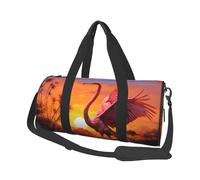Petit sac de sport de voyage léger pliable avec bandoulière réglable - Sac fourre-tout de transport - Flamant rose coucher de soleil - Sac d'hôpital pour homme et femme