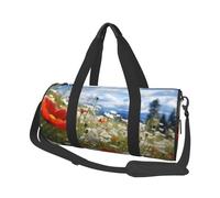 Petit sac de sport de voyage léger pliable avec bandoulière réglable - Sac fourre-tout de transport - Motif fleurs de prairie et marguerites - Pour homme et femme