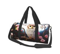 Petit sac de sport de voyage léger pliable avec bandoulière réglable - Sac fourre-tout mignon - Motif hibou, arbre et écureuil - Pour homme et femme