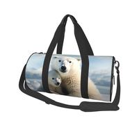 Petit sac de sport de voyage léger pliable avec bandoulière réglable, sac fourre-tout mignon ours polaire, sac d'hôpital pour femme et homme