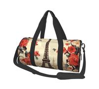 Petit sac de sport de voyage léger pliable avec bandoulière réglable - Sac fourre-tout Paris vintage floral pour homme et femme
