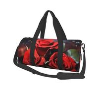 Petit sac de sport de voyage léger pliable avec bandoulière réglable - Sac fourre-tout romantique avec roses rouges - Sac d'hôpital pour homme et femme