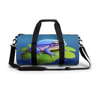 Petit sac de sport en forme de baleine dessiné à la main avec compartiment à chaussures pour homme et femme, Une grenouille de dessin animé, 17.7in/9in/9in, Art Déco
