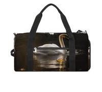 Petit sac de sport Husky avec compartiment à chaussures pour homme et femme, Cygne blanc nageant, Taille unique, Art Déco