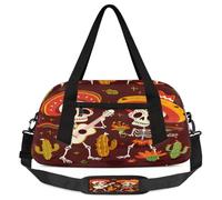 Petit sac de sport léger pour enfants, motif squelettes mexicains, cactus, guitare, sac de sport pour garçons et filles, sac de week-end, sac à main pour l'école, le sport, les soirées pyjama