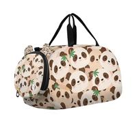 Petit sac de sport mignon panda marron avec compartiment à chaussures Sac de gym léger Weekender Nuit Dance Sac pour la pratique de l'école, le sport, les voyages
