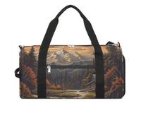 Petit sac de sport motif guépard regardant sur la savane avec coucher de soleil - Sac de nuit avec compartiment à chaussures - Pour homme et femme, Ruisseau panoramique Sun Mountain, Taille unique,