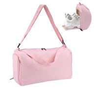 Petit sac de sport pour femme avec compartiment à chaussures et poche humide, sac de voyage léger pour homme et femme, sac à main de week-end, sport, yoga, natation, danse, rose, One Size