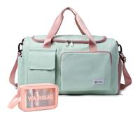 Petit sac de sport pour femme, sac de voyage avec compartiment à chaussures, 40#Vert-Fermeture éclair, 11*19.6*8.2 inches, Sac de sport et trousse de toilette