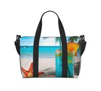 Petit sac de sport violet Morning Glory avec compartiment à chaussures pour homme et femme, cocktail tropical avec étoile de mer, taille unique, Cocktail tropical avec étoile de mer, Taille unique