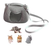 Petit sac de transport pour animal domestique avec bandoulière réglable - Cage de voyage respirante pour hamster, rat, cochon d'Inde, oiseaux, dragon barbu et hérisson (gris)