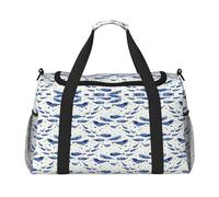 Petit sac de voyage à main bleu baleine - Grand sac de courses réutilisable, idéal pour le camping, le sport, la salle de sport et les activités de plein air, Noir , Taille unique