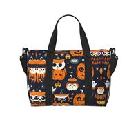 Petit sac de voyage pliable pour Halloween, hibou, fantôme, citrouille, sac de voyage, sac de week-end, sac de gym de nuit, sacs d'hôpital pour femmes et hommes, noir, One Size