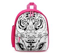 Petit Sac d'école pour Enfant Sac à Dos Imprime pour Garçon Fille Cartable Scolaire pour Maternelle Primaire Tigre Fleur Blanc