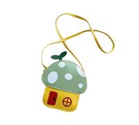 Petit sac élégant sur le thème des champignons pour filles, sac à main à bandoulière tendance en cuir PU avec fermeture éclair sécurisée, sac à bandoulière attrayant et coloré pour enfants, Vert, One