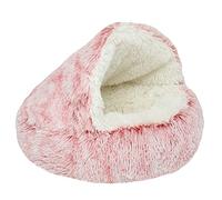 Petit sac en peluche pour la maison à moitié fermé, respirant, chaud, doux pour animal domestique, 15/19 pouces, lit confortable pour chiot, niche, lavable, gris, vert, mignon