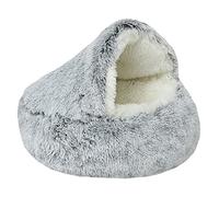 Petit sac en peluche pour la maison à moitié fermé, respirant, chaud, doux pour animal domestique, 15/19 pouces, lit confortable pour chiot, niche, lavable, gris, vert, mignon