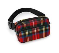 Petit sac entièrement imprimé, sac de ceinture portable, sac de taille décoré de robe avec sangle réglable compatible avec les carreaux rouges inspirés de la culture occidentale européenne, motif irla