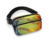 Petit Sac entièrement imprimé, Sac de Ceinture Portable, Sac de Taille Tendance avec Sangle réglable pour Hommes et Femmes, Compatible avec Le Baseball Softball Ice Water Fire Flame