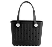 Petit sac fourre-tout en caoutchouc, imperméable, lavable, sac à main ouvert portable pour sport, plage, bateau, extérieur, noir