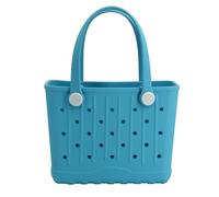 Petit sac fourre-tout en caoutchouc, imperméable, lavable, sac à main ouvert portable pour sport, plage, bateau, extérieur, bleu lac, 11 x 8.26 x 4.33 inches