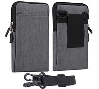 Petit Sac pour Smartphone Homme, Clip Ceinture Étui pour Téléphone Portable Gris, Sacoche Ceinture Homme Telephone, 7.2" Vertical Pochette à Bandoulière Portefeuille Universel Sac Banane de Randonnée