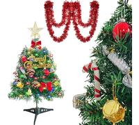 Petit Sapin de Noël Artificiel,XineYuor Mini Sapin de Noel Lumineux avec Guirlandes Lumineuses et Ornements Arbre de Noël Miniature de 30cm Sapin Artificiel pour Table Bureau Accueil Décoration