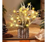 Petit sapin de Noël avec éclairage - 30 cm - Mini sapin de Noël artificiel lumineux à LED - Petit sapin de Noël pour décoration de Noël (boule)