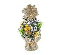 Petit sapin de Noël, petit sapin de Noël | Arbre de Noël miniature de 8,27 pouces avec des baies de boules d'arc rouges | Nœuds de pin artificiels, cime d'arbre pour décoration intérieure et extérieur