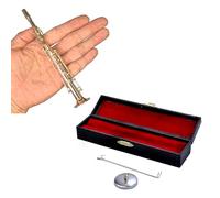 Petit saxophone plaqué or en bronze - Cadeau décoratif pour enfants - Musique - Avec support