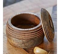Petit sculpté bois de mangue Bol avec Couvercle (Diamètre 90 mm, hauteur 65 mm)