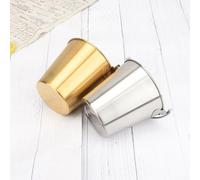 Petit seau multifonction en acier inoxydable avec poignées pour glace, chips, collations, pépites de poulet, frites et boissons froides à la bière (1800 ml, doré)