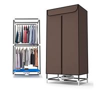 Petit séchoir électrique chauffant 850 W économe en énergie pour tous les tissus en acier inoxydable avec rideau anti-poussière à faible consommation d'énergie 220 V (marron 1)