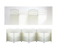 Petit séparateur de pièce autonome à 6 panneaux en fibre tissée diamant court - Paravent pliable pour intérieur - Design compact en bois (50 x 30 cm) pour décoration d'intérieur