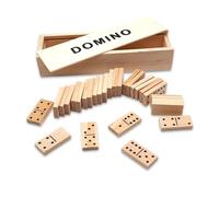 Petit set de Domino en bois à emporter - 28 pièces avec boîte élégante - jeu de société classique pour adultes et enfants - amusement pour les familles, idée cadeau