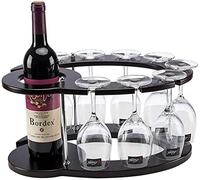 Petit support de bouteille de vin sur une table - Design géométrique rond fabriqué en métal doré