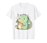 Petit T-Rex utilisant des Baguettes Chibi Ramen Adorable Art T-Shirt