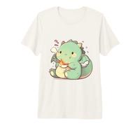 Petit T-Rex utilisant des Baguettes Chibi Ramen Adorable Art T-Shirt Haut de Gamme
