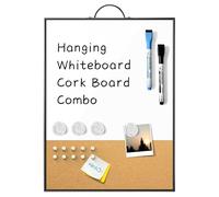 Petit tableau blanc en liège, 40,6 x 30,5 cm, tableau magnétique effaçable à sec et tableau en liège avec poignée pour suspension murale, cadre en aluminium portable avec liège pour bureau, maison