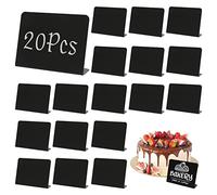 Petit Tableau Noir, 20 Pcs Mini Panneaux d'Affichage pour Mariage/Fête/Tableau de Table/Étiquette de Prix, Petite Ardoise Est Facile à Écrire/Effacer, Petit Signe de Tableau Noir Est de 10*7.5cm(Noir)