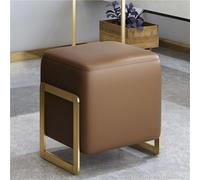 Petit tabouret carré léger en cuir de luxe, tabouret multifonction à langer tabouret de canapé pour salon/entrée, peu encombrant (marron)