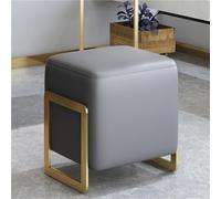 Petit tabouret carré léger en cuir de luxe, tabouret multifonction à langer tabouret de canapé pour salon/entrée, peu encombrant (gris)