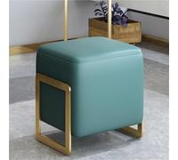 Petit tabouret carré léger en cuir de luxe, tabouret multifonction à langer tabouret de canapé pour salon/entrée, peu encombrant (vert)