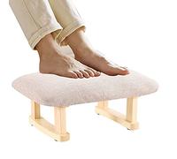 Petit tabouret en bois rembourré en tissu vert pour salon, chambre à coucher, beige