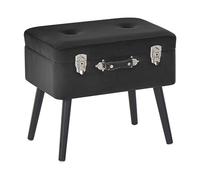 Petit Tabouret Moderne et Glamour en Velours Noir avec Rangement en Forme de Valise Capitonné Beliani
