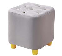 Petit tabouret repose-pieds rembourré en bois avec assise rembourrée, pouf polyvalent pour canapé, chambre à coucher, salon (D 31 cm)