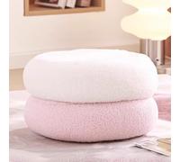 Petit tabouret rond de style crème beige - Tabouret à langer polyvalent pour entrée, chambre, véranda ou bureau avec coussin en peau d'agneau doux - Option siège supplémentaire