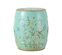 Petit tabouret rond en céramique - Repose-pieds de style chinois avec fleurs peintes à la main et tambour en céramique (taille : #4)