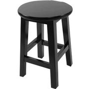 Petit tabouret rond portable en bois massif pour chambre à coucher et table basse Design simple Noir 30 x 40 cm